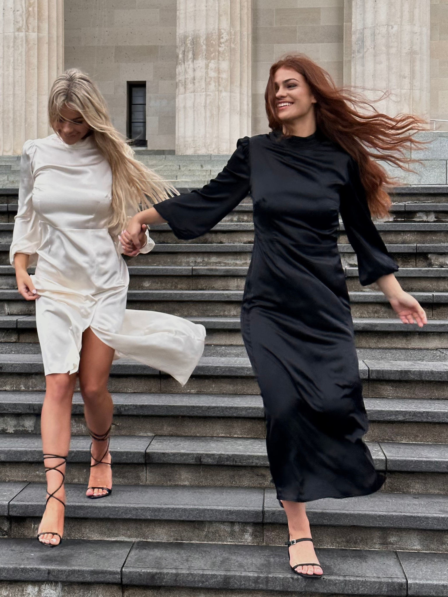 Miss New Zealand Finalists modelling Mera Silk Hera Dress in Black and Ivory
