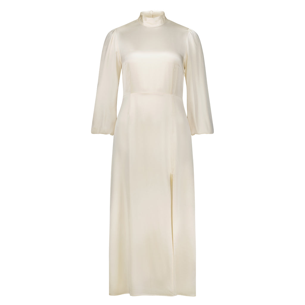 HERA SILK LONG SLEEVE DRESS - IVORY