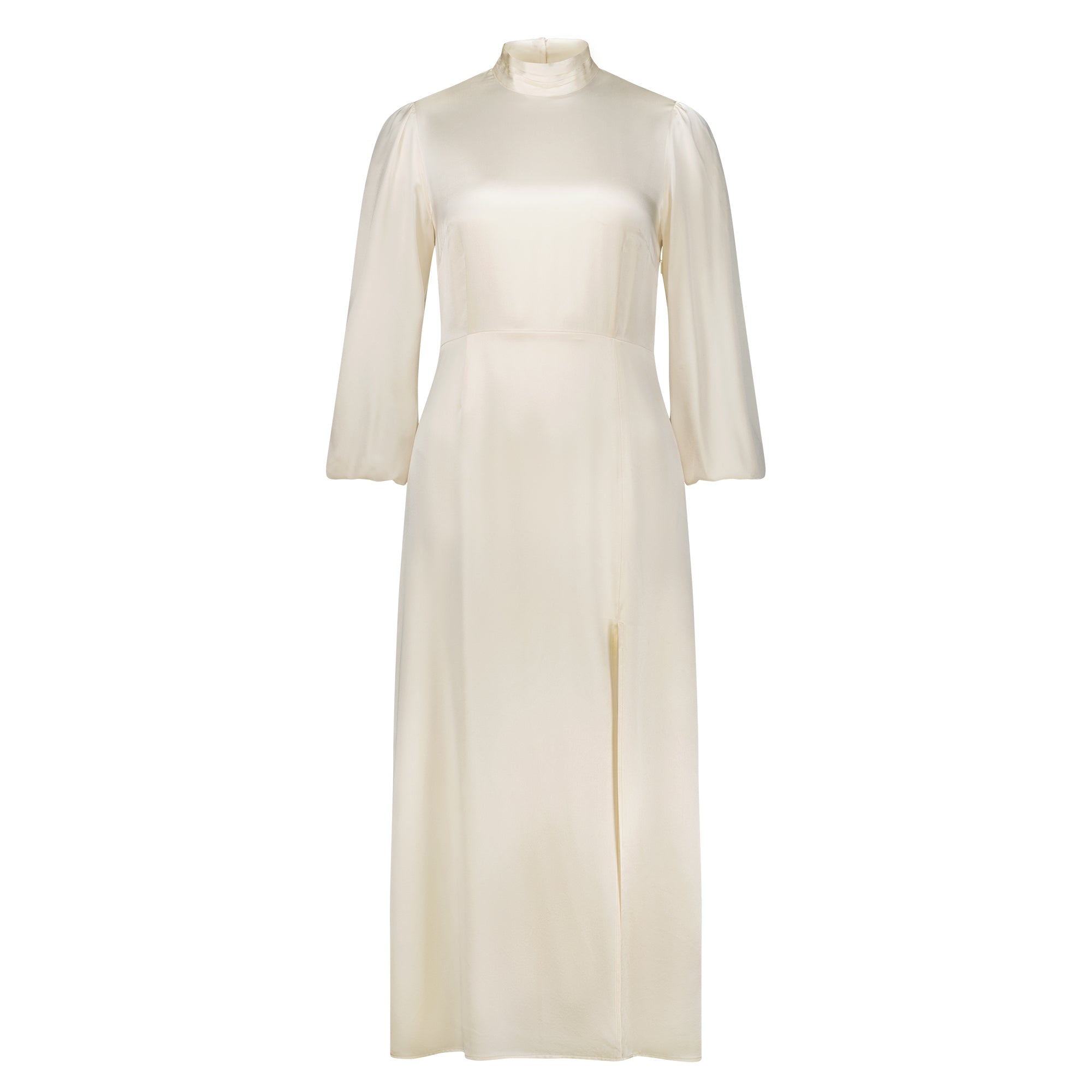 HERA SILK LONG SLEEVE DRESS - IVORY