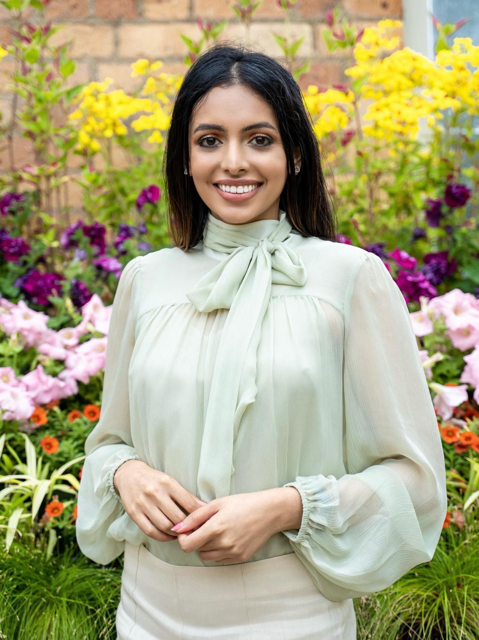 GEORGIA SILK BLOUSE - SAGE