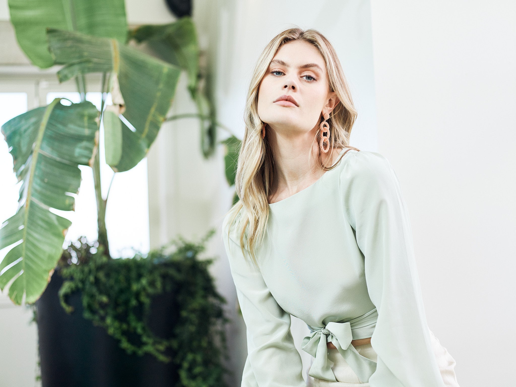 KAYLA SILK CROP TOP - SAGE