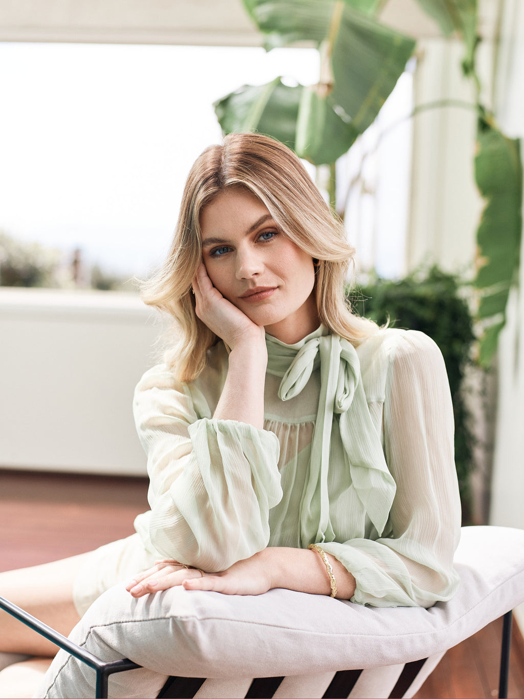 GEORGIA SILK BLOUSE - SAGE