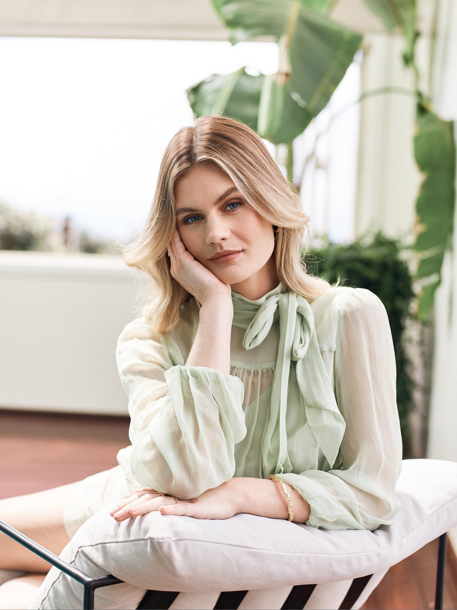 GEORGIA SILK BLOUSE - SAGE