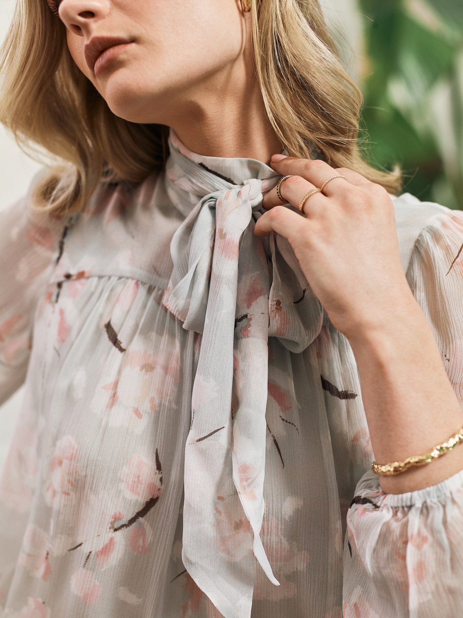 GEORGIA SILK BLOUSE - SAKURA PRINT - SAMPLE SALE